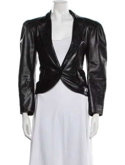 Pre-owned Ted Lapidus Vintage Leather Blazer In Black