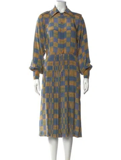 Pre-owned Ted Lapidus Vintage Midi Length Dress In Blue
