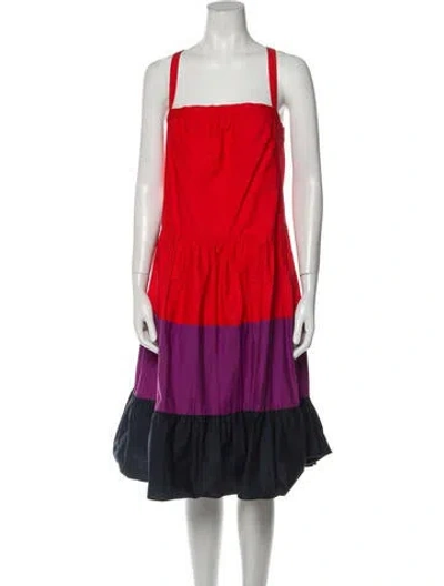 Pre-owned Ted Lapidus Vintage Midi Length Dress In Red