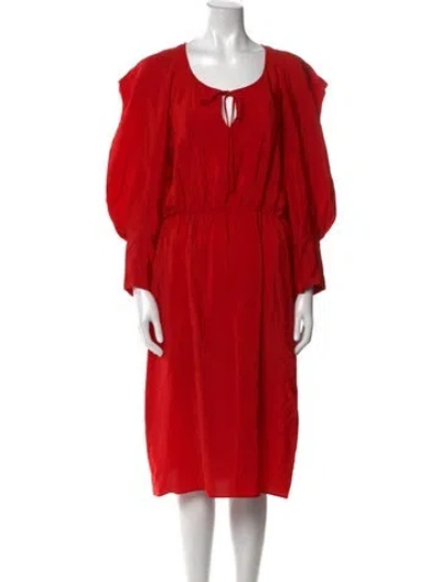 Pre-owned Ted Lapidus Vintage Midi Length Dress In Red