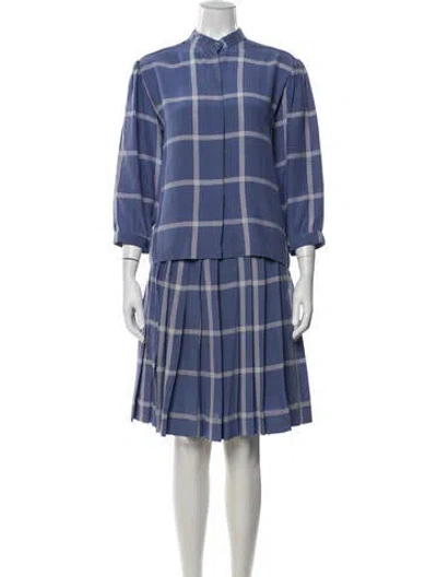 Pre-owned Ted Lapidus Vintage Silk Skirt Set In Blue
