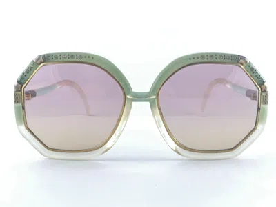 Pre-owned Ted Lapidus Vintage  Paris Tl Green & Rhinestones 1970 Sunglasses