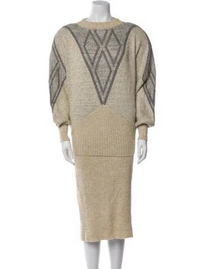 Pre-owned Ted Lapidus Wool Graphic Print Skirt Set In Neutral