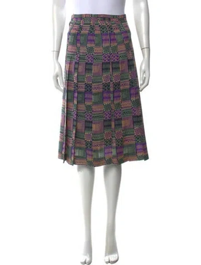 Pre-owned Ted Lapidus Wool Midi Length Skirt In Green