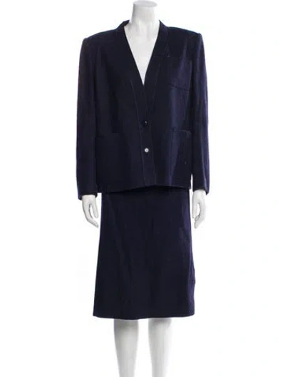 Pre-owned Ted Lapidus Wool Skirt Suit In Blue