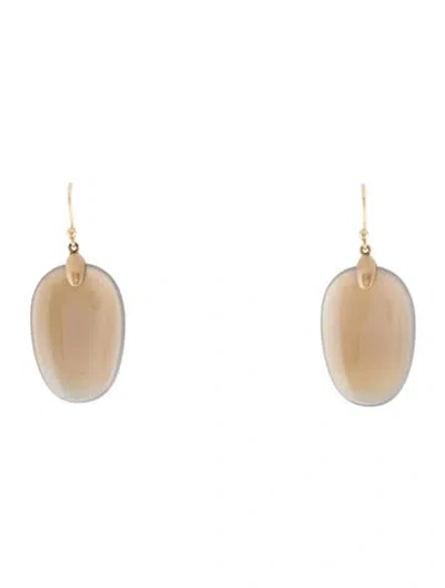 Pre-owned Ted Muehling 10k Chalcedony Large Chip Earrings In Multi