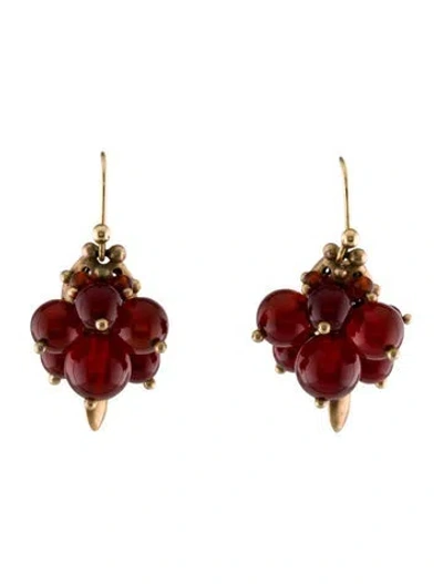 Pre-owned Ted Muehling 14k Carnelian Bug Clusters Drop Earrings In Multi