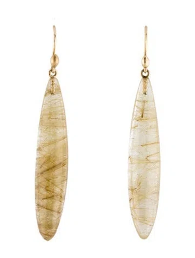 Pre-owned Ted Muehling 14k Rutilated Quartz Drop Earring In Multi