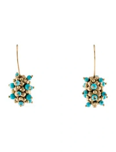 Pre-owned Ted Muehling 14k Turquoise Large Raspberries Earrings In Multi
