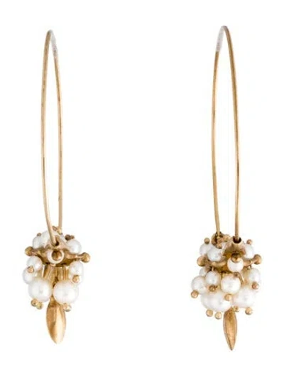 Pre-owned Ted Muehling Pearl Cluster Hoop Earrings In Multi