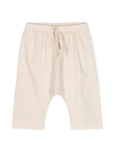 Teddy &amp; Minou Babies' Beige Stretch Cotton Trousers With Drawstring In Brown