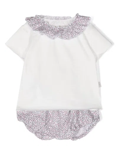 Teddy &amp; Minou Babies' Pink And White Flower Print Set In Multicolour
