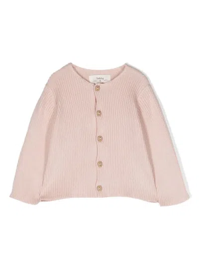 Teddy &amp; Minou Babies' Pink Ribbed Cotton Cardigan