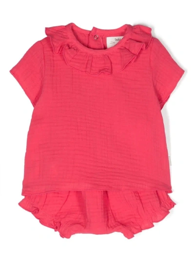 Teddy &amp; Minou Babies' Set T-shirt E Shorts In Pink