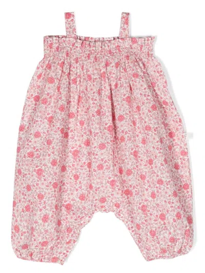 Teddy &amp; Minou Babies' Voile Playsuit With Strawberry Red Flower Print In White