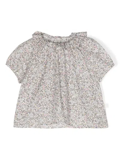 Teddy &amp; Minou Babies' Voile Shirt With Multicolor Flower Print In Multicolour