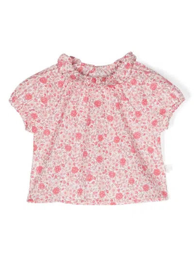 Teddy &amp; Minou Babies' Voile Shirt With Strawberry Red Flower Print