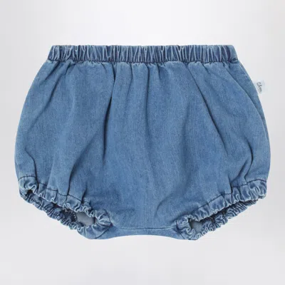 Teddy & Minou Blue Denim Cotton Mini Culottes For Unisex