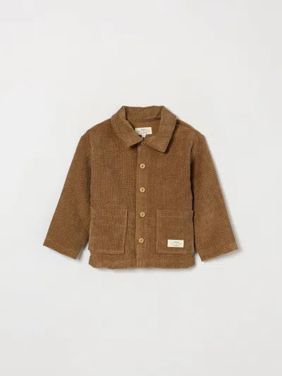 Teddy & Minou Babies'  Boys' Corduroy Shirt With Patch Pockets In Brown
