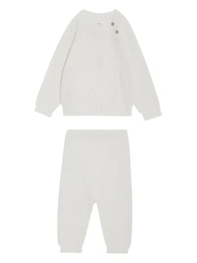 Teddy & Minou Babies' Button-detailed Trousers Set In White
