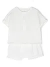 Teddy & Minou Button-plaque Cotton Tracksuit Set In White