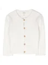 Teddy & Minou Button-up Ribbed-knit Cardigan In White