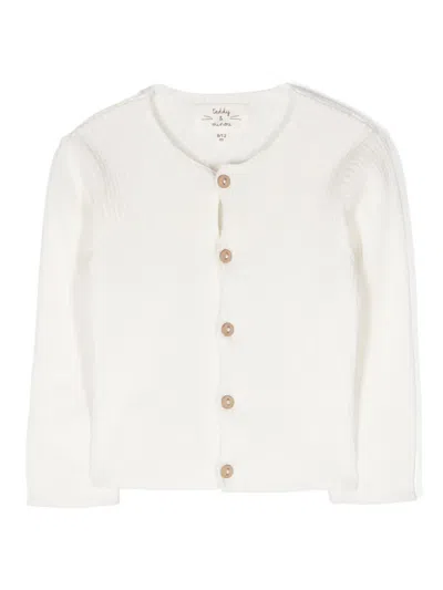 TEDDY & MINOU BUTTON-UP RIBBED-KNIT CARDIGAN