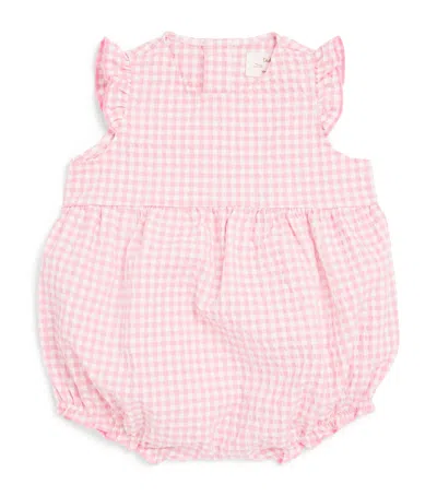 Teddy & Minou Kids'  Check Bodysuit In Pink