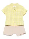 Teddy & Minou Checked Short And Shirt Set In Brown