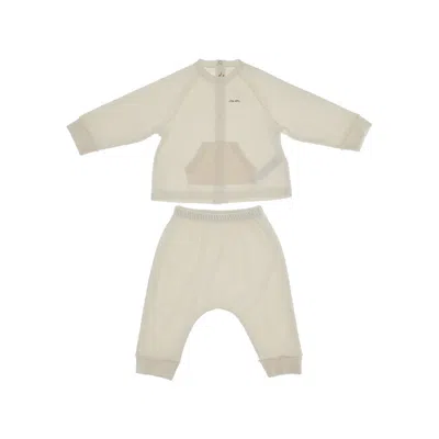 Teddy & Minou Chenille Two-piece Set Kids In White