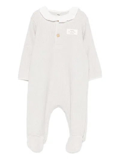 Teddy & Minou Collared Babygrow In Neutral