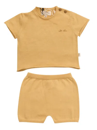 Teddy & Minou Kids'  Completo Tricot In Gold