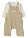 Teddy & Minou Corduroy Dungaree Set In Neutral