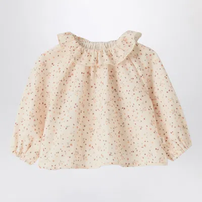 Teddy & Minou Cream Blouse With Floral Print In Gray