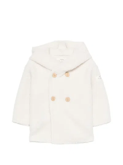 Teddy & Minou Babies' Double-breasted Hooded Coat In White