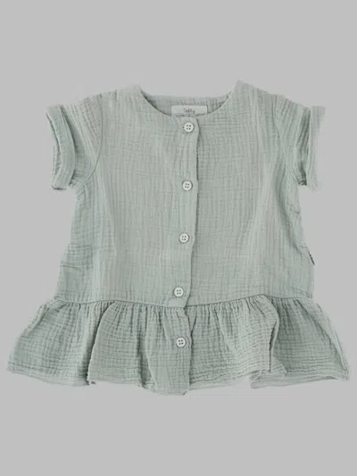 Teddy & Minou Baby Cotton Teddy-style Dress In Green