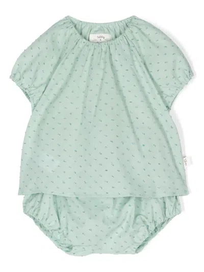 Teddy & Minou Babies' Embroidered Bloomers Set In Green