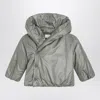 Teddy & Minou Fir Green Hooded Puffer Jacket In Gray