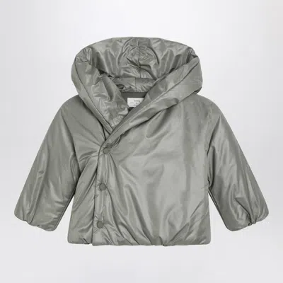 Teddy & Minou Fir Green Hooded Puffer Jacket In Gray