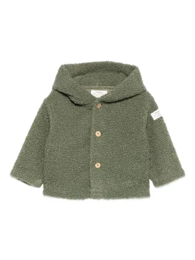 Teddy & Minou Babies' Fleece Logo-patch Jacket In Green