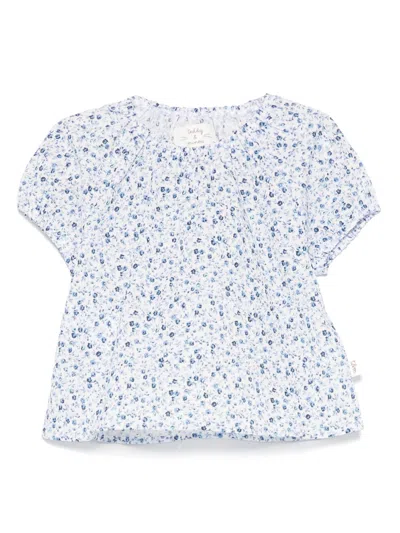 Teddy & Minou Babies' Floral-print Blouse In Blue