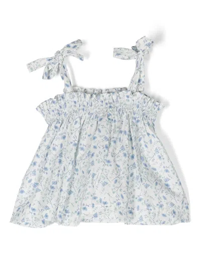Teddy & Minou Babies' Floral-print Cotton Bloomers In 蓝色