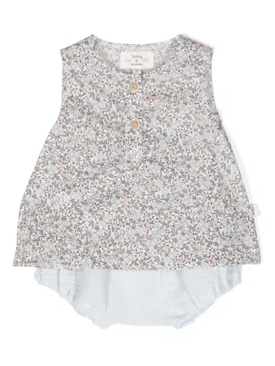 Teddy & Minou Babies' Tanktop Mit Blumen-print In Blau