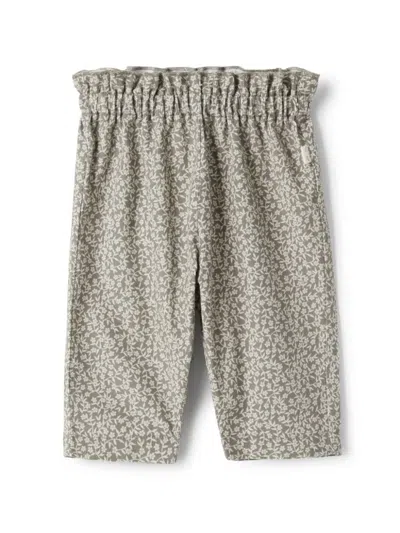 Teddy & Minou Babies' Floral-print Elasticated Trousers In Green
