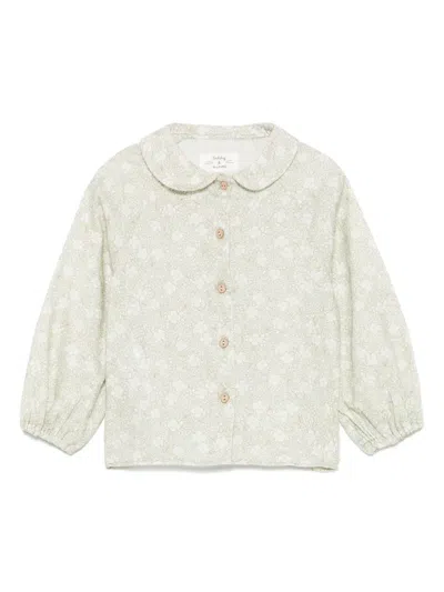 Teddy & Minou Babies' Floral-print Shirt In Green