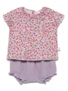Teddy & Minou Floral-print Shorts Set In Purple