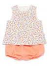 Teddy & Minou Floral-print Tank And Shorts Set In Orange
