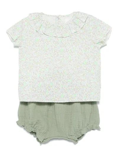 Teddy & Minou Babies' Floral Shorts Set In Green
