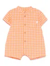 Teddy & Minou Gingham-check Romper In 橘色