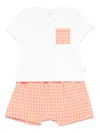 Teddy & Minou Gingham-check T-shirt And Shorts Set In White